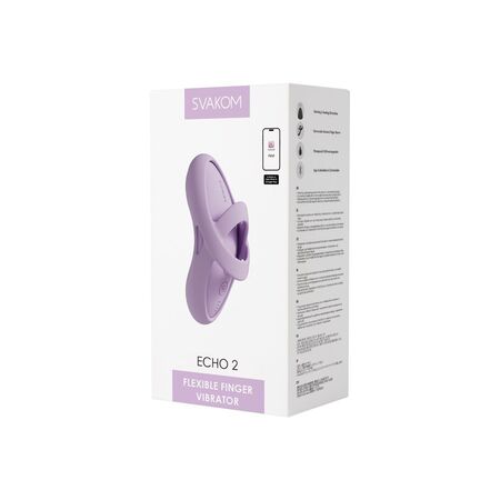 Сиреневый вибромассажёр на пальцы Echo 2 с функцией нагрева